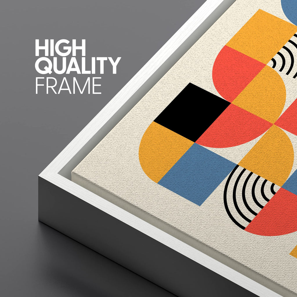 Framed Canvas Print Wall Art Bauhaus Geometric Color Block Swirl Abstract Shape Illustrations Modern Decorative