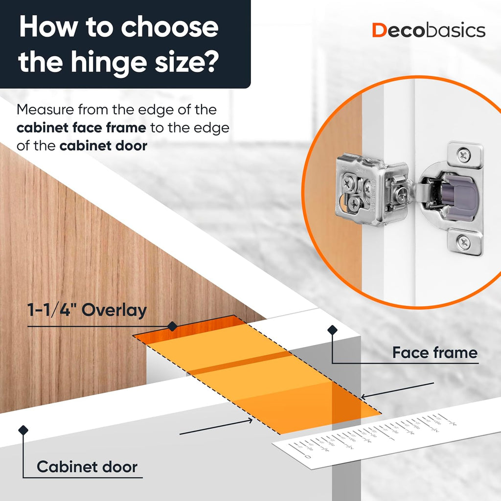 50 Pack Soft Close Cabinet Hinges 1-1/4" Overlay Doors, Slow Self-Closing Concealed Hidden Hinges for Face Frame