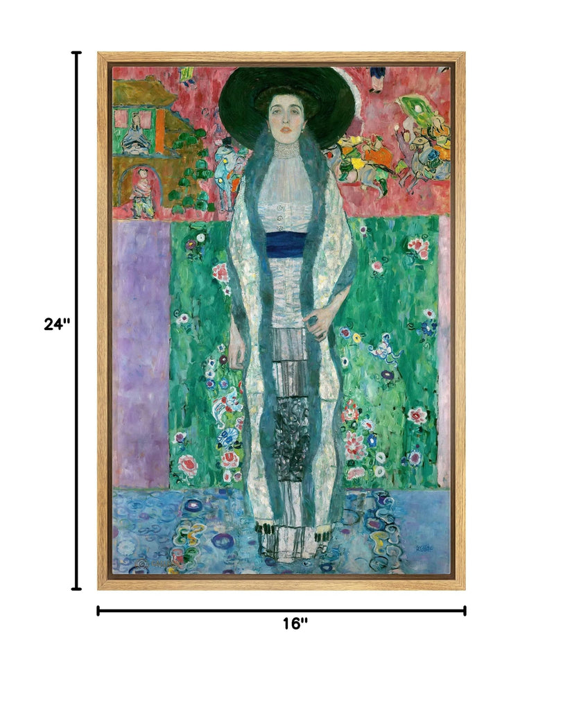 Framed Canvas Print Wall Art Portrait of Adele Bloch-Bauer II Gustav Klimt Classic Illustrations Fine Art Decorative