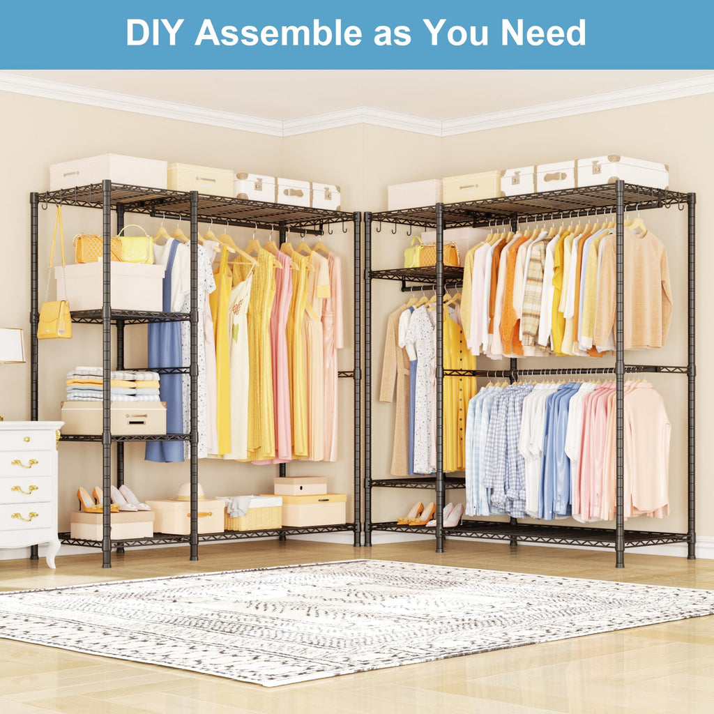 F7 Clothes Rack Heavy Duty, Clothing Racks for Hanging Clothes, Black