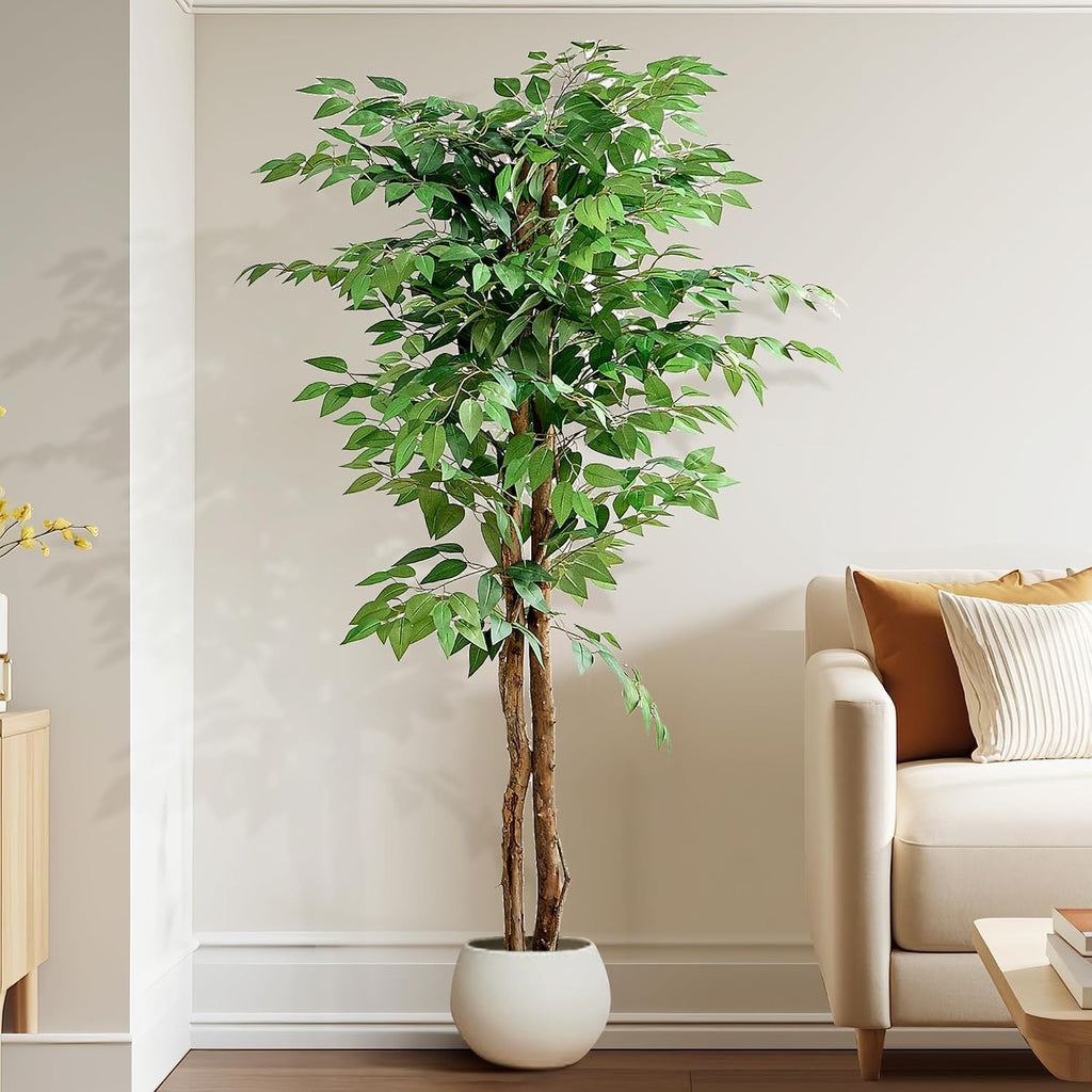 Artificial Ficus Tree with Sturdy Nursery Pot, 5FT Faux Silk Plant Outdoor Home Garden Decor, 1 Pack