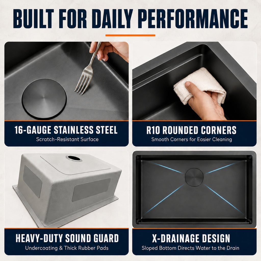 Black Undermount, 32 x 18 Inch Stainless Steel Sink