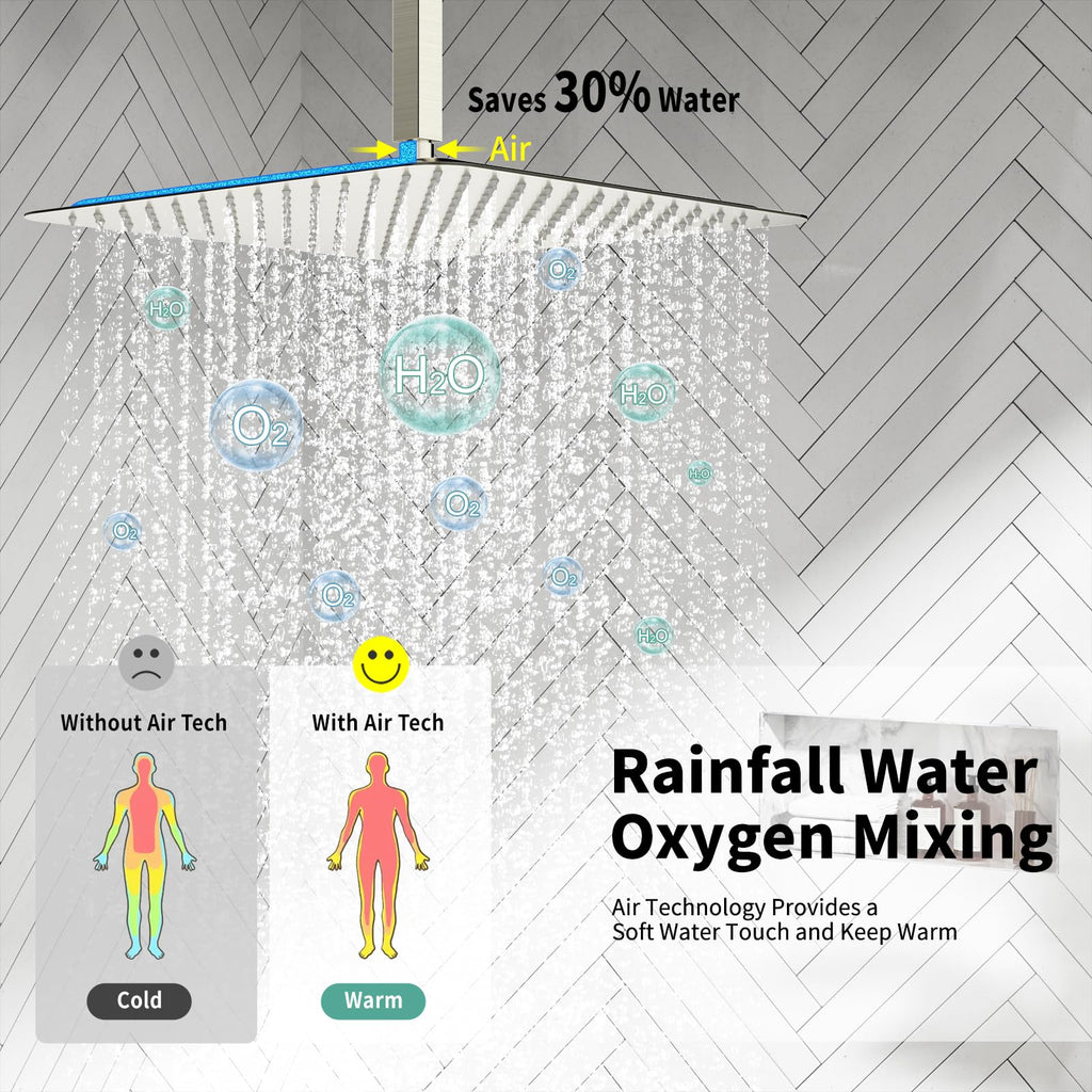 16 Inch Ceiling Mount Rain Shower System,Brushed Nickel