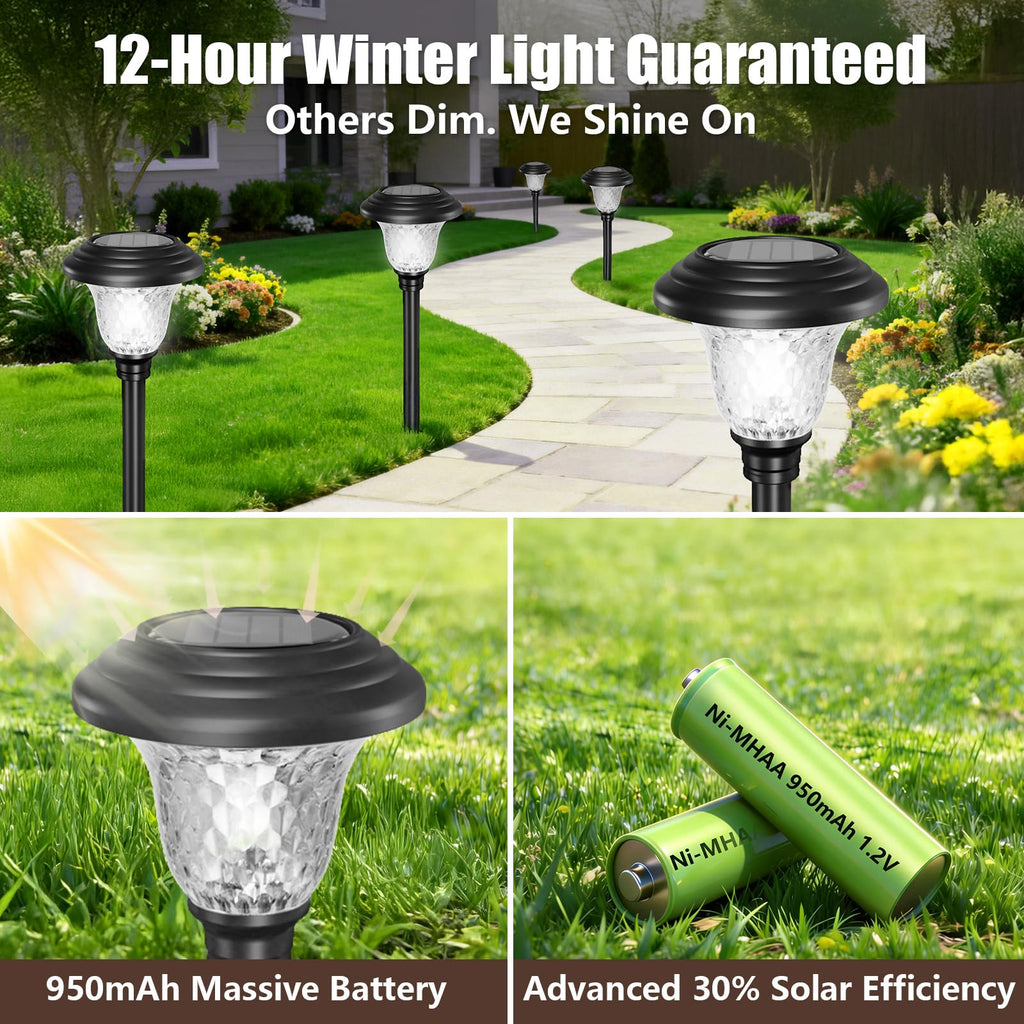 8 Pack Solar Pathway Lights Outdoor Solar Powered Light Waterproof Glass High Lumen for Garden Landscape Path Yard
