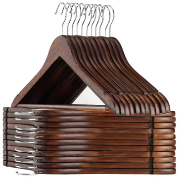 Wooden Hangers 20 Pack, Wood Suit Hangers, Walnut Clothes Hangers