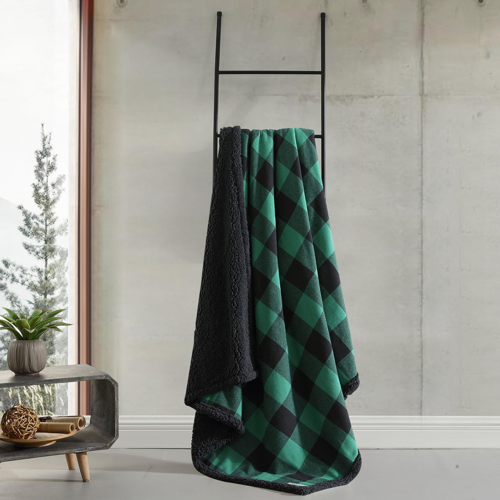 Reversible Sherpa Throw Blanket for Bed or Couch, 50 x 60
