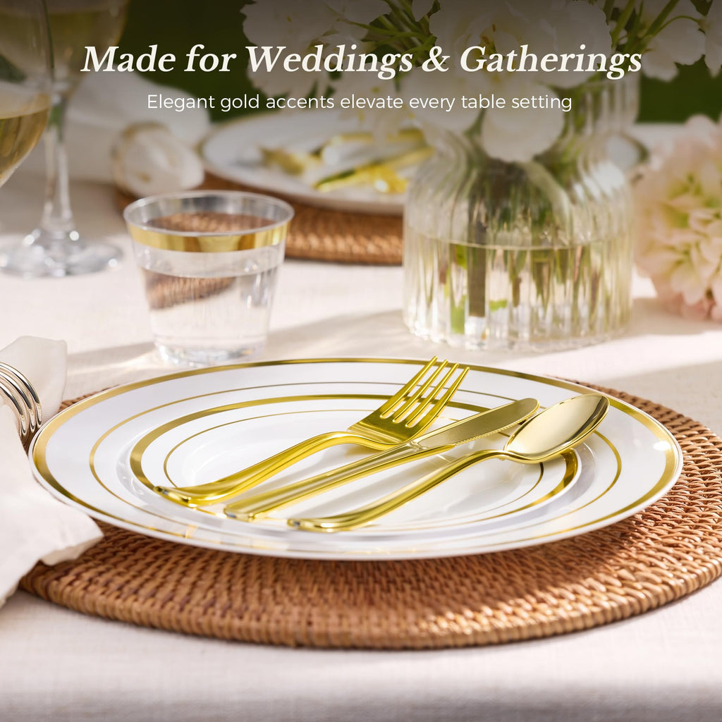 Gold Dinnerware Set for 100 Guests