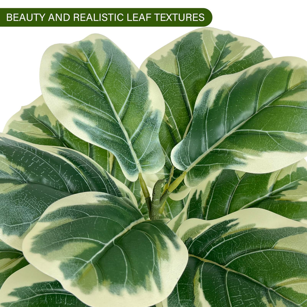 Set of 2 Fiddle Fig Tree 40'' Fake Tree Plants Artificial Decor with Green Artificial Turf Artificial Indoor Plants