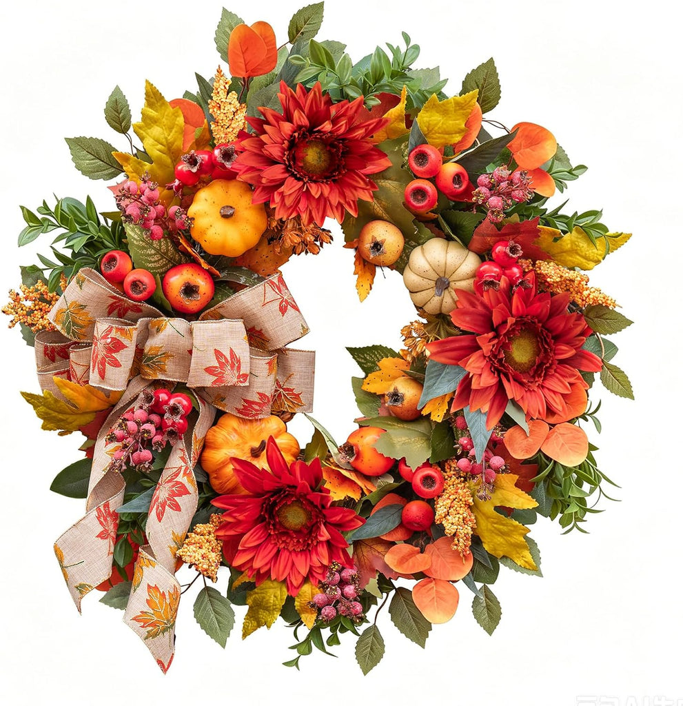 Fall Wreaths for Front Door 24 Inch Autumn Wreath Rustic Fall Decor