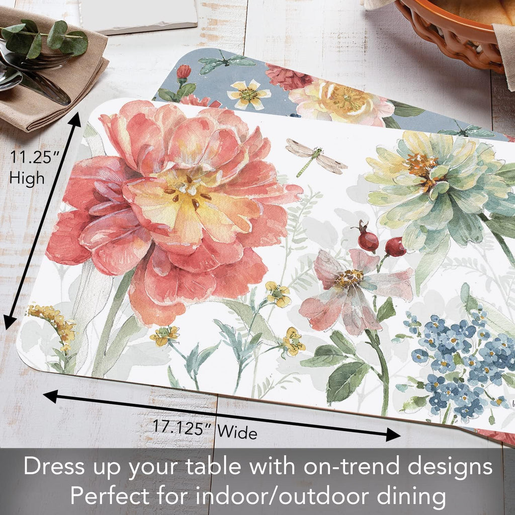 Spring Meadow Floral Reversible Easy Care Placemat 4 Pack - Set of 4