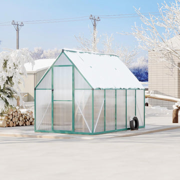 Polycarbonate Greenhouse for Outdoors, Large Walk-InGreenhouse with Quick Setup Structure and Roof Vent, Greenhouse