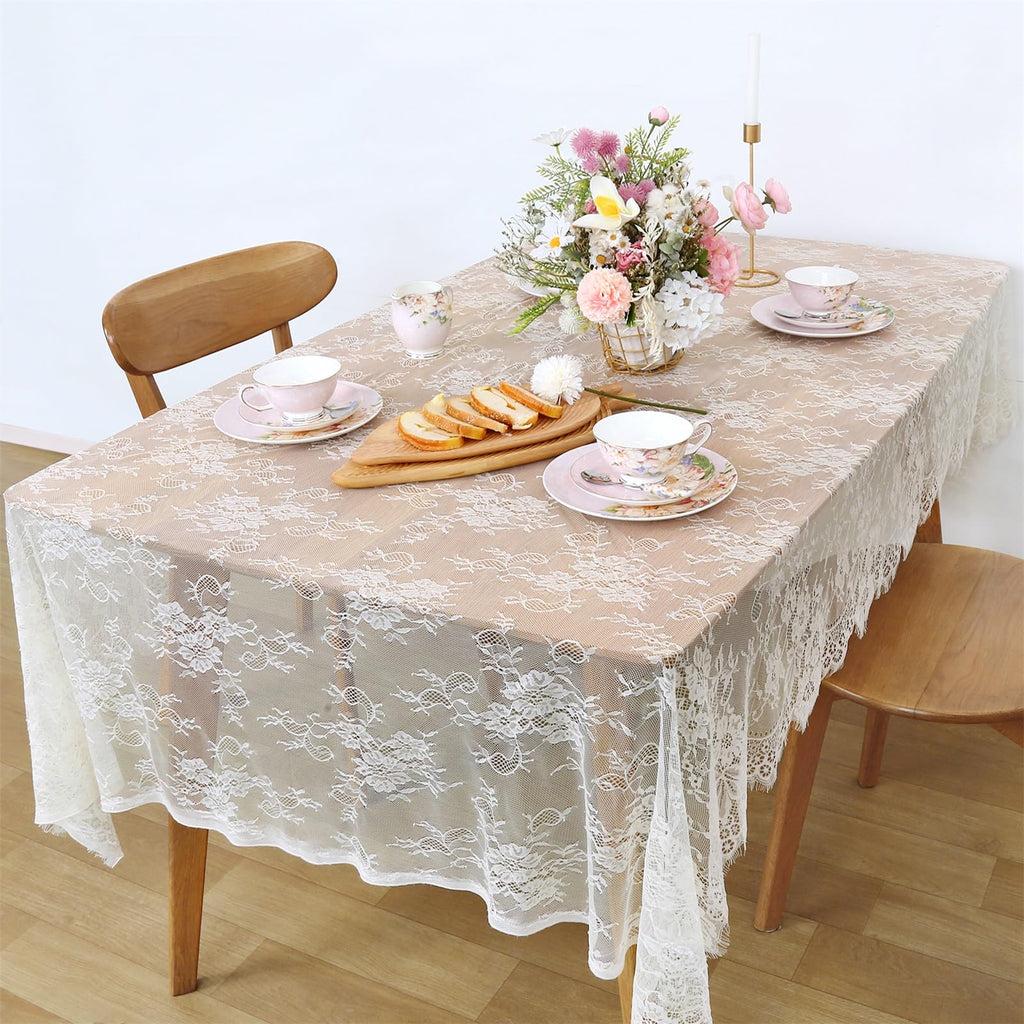 Lace Tablecloth 5 Pack Ivory Wedding Table Cloth 60 x 120 Inch
