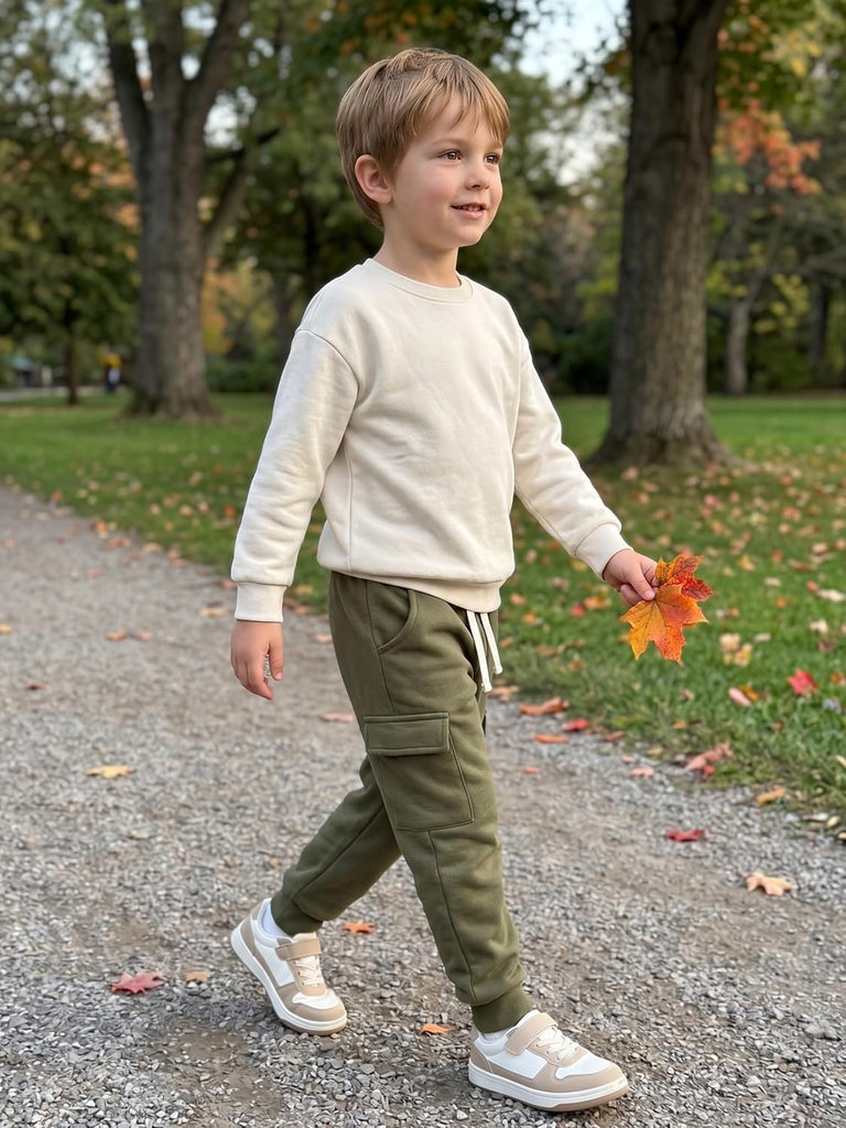 Kids Boys Sweatpants 4 Pack Cargo Joggers with 4 Pockets
