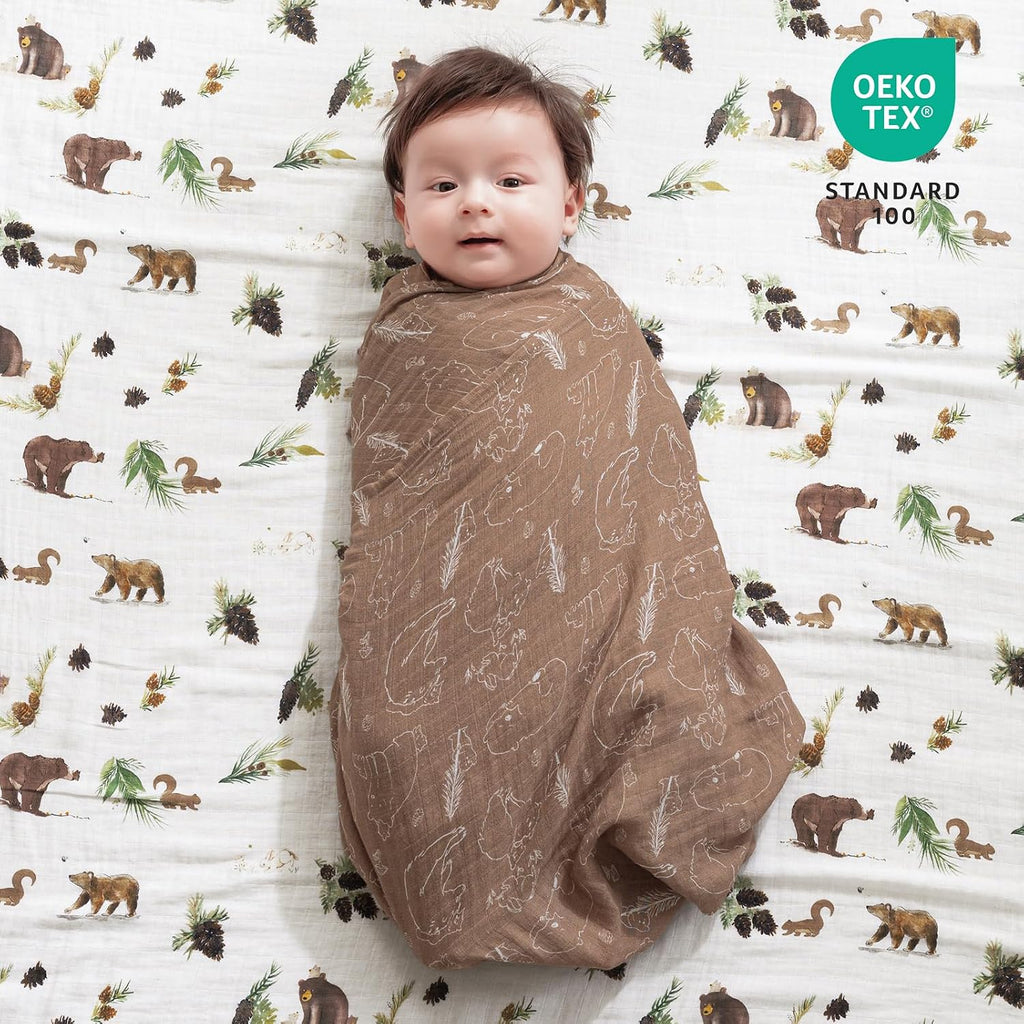 4 Pack Baby Muslin Swaddle Blankets, 100% Cotton and Ultra Soft Breathable Receiving Blanket Wrap for Boys Girls, New