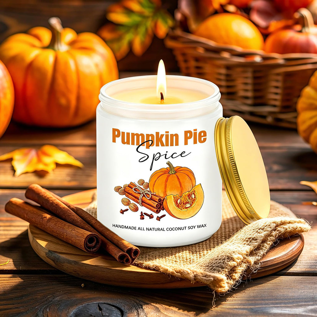 Fall Candles, Pumpkin Cinnamon Spice Candles, Fall Scented Candle Decorations Gifts for Women Pumpkin Pie Spice