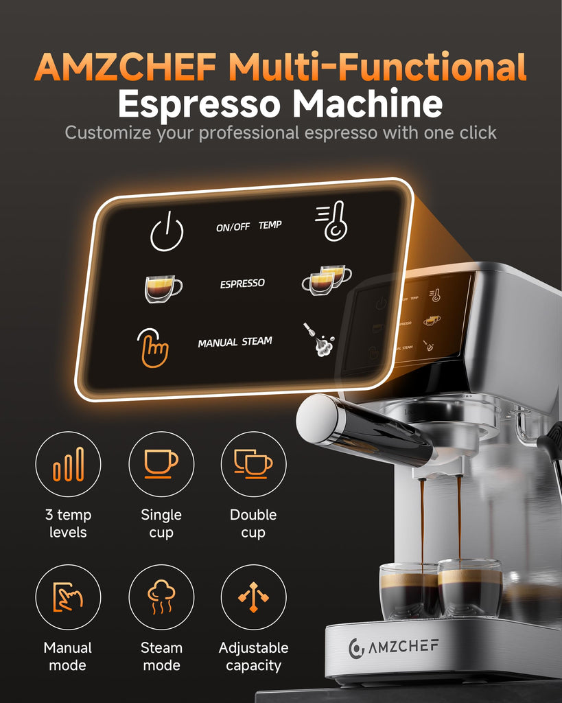Espresso Machine, 20-Bar Pump for Lattes & Cappuccinos at Home
