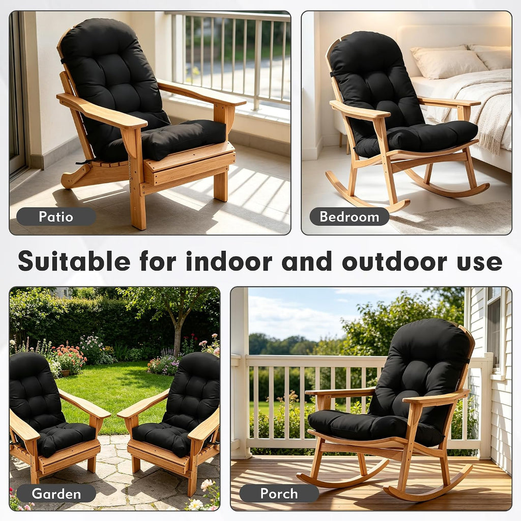 Adirondack Chair Cushion, Rocking Chair Cushion Waterproof, 48x19.7x4.3 inch Patio Cushions with Ties, Thickened High