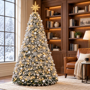 7FT Flocked Prelit, Pop Up with Lights