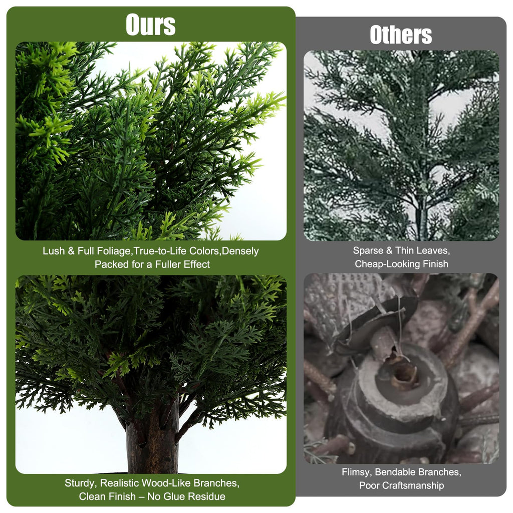 Artificial Cedar Topiary Trees 5ft Set of 2 Cypress Tree with Ground Spike