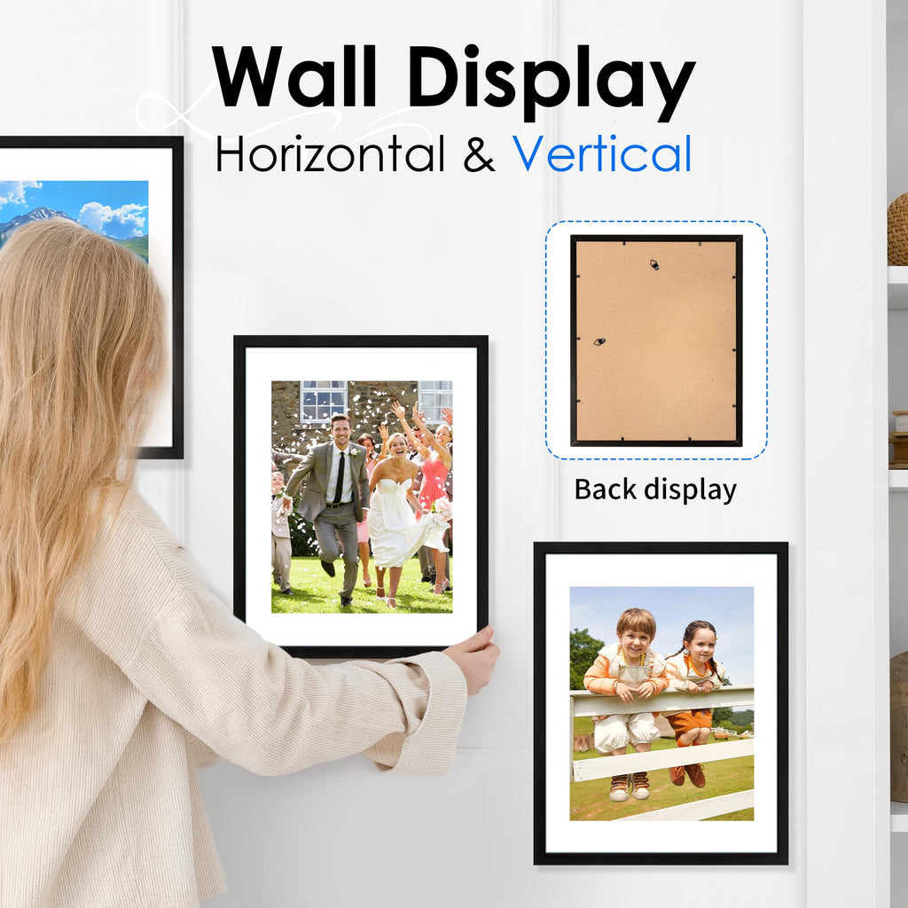11x14 Picture Frame Bulk-6 Pack, Photo Frame with HD Plexiglass, Display Pictures 8x10 with Mat or 11x14 Without Mat