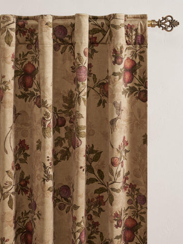 Taupe Vintage Floral Velvet Blackout Curtains 50x84 Inch 2 Panels