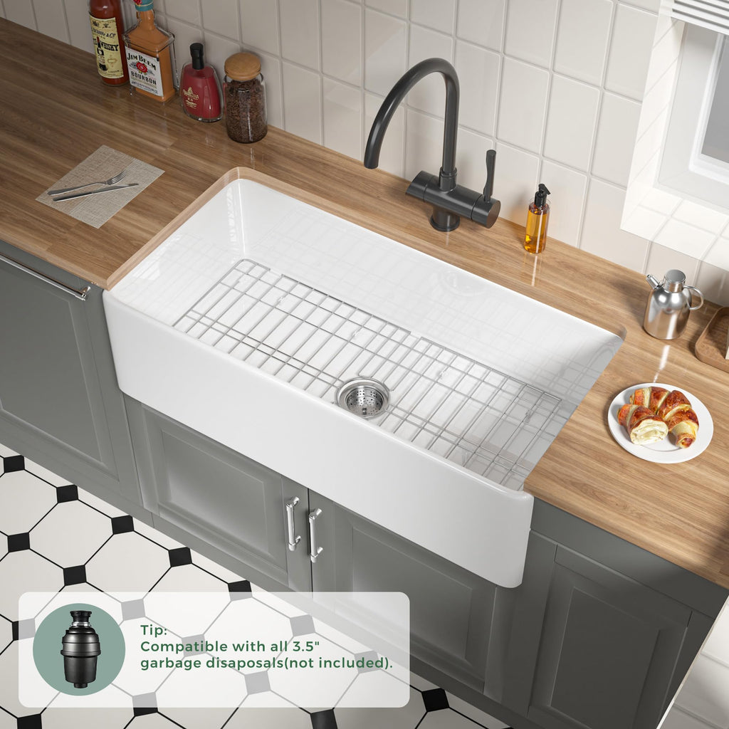 Extra Large White Fireclay Apron Front Farmhouse Sink 36 Inch