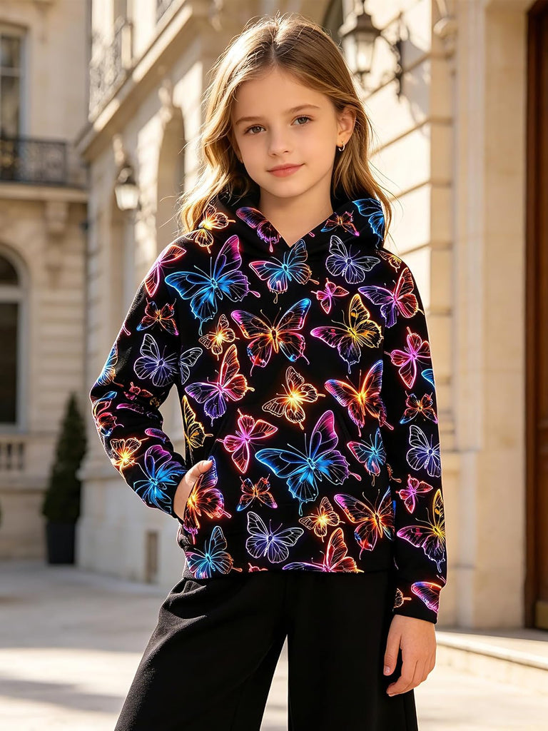 Girls Graphic Hoodie, Long Sleeve Hooded Sweatshirt