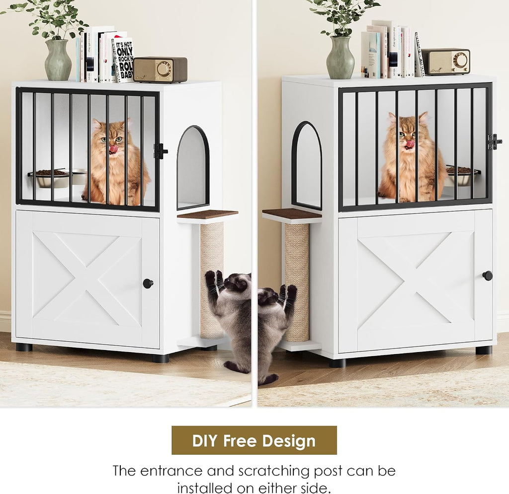 Dog Proof Cat Feeding Station, Dog Proof Cat Feeder, Cat Food Table, White