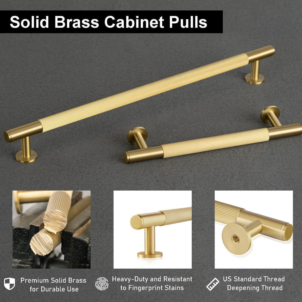 Solid Brass Extra Long Cabinet Pulls, 12-3/5-Inch Handles