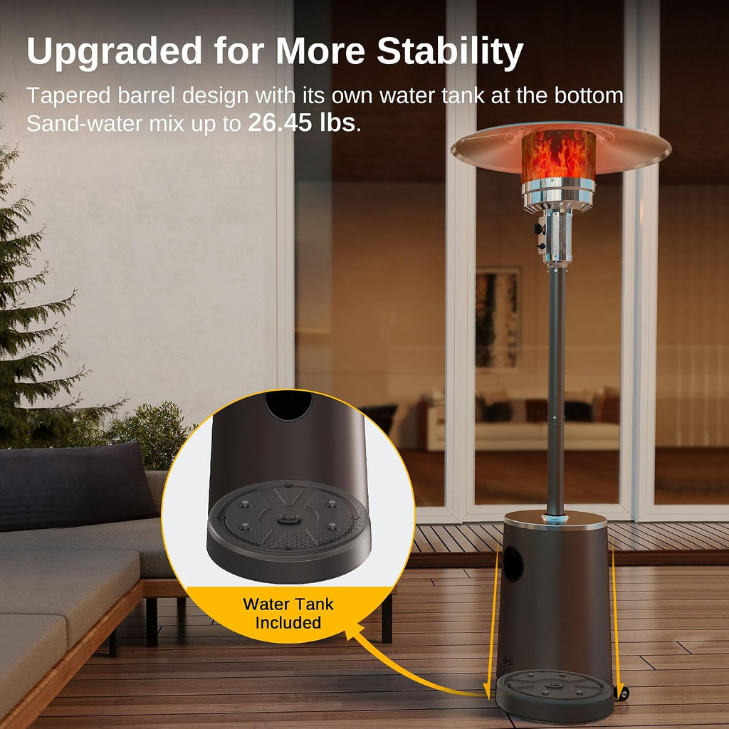 50,000 BTU Patio Heater with Sand Box, Table Design, Double-Layer Stainless Steel Burner, Wheels, Triple Protection