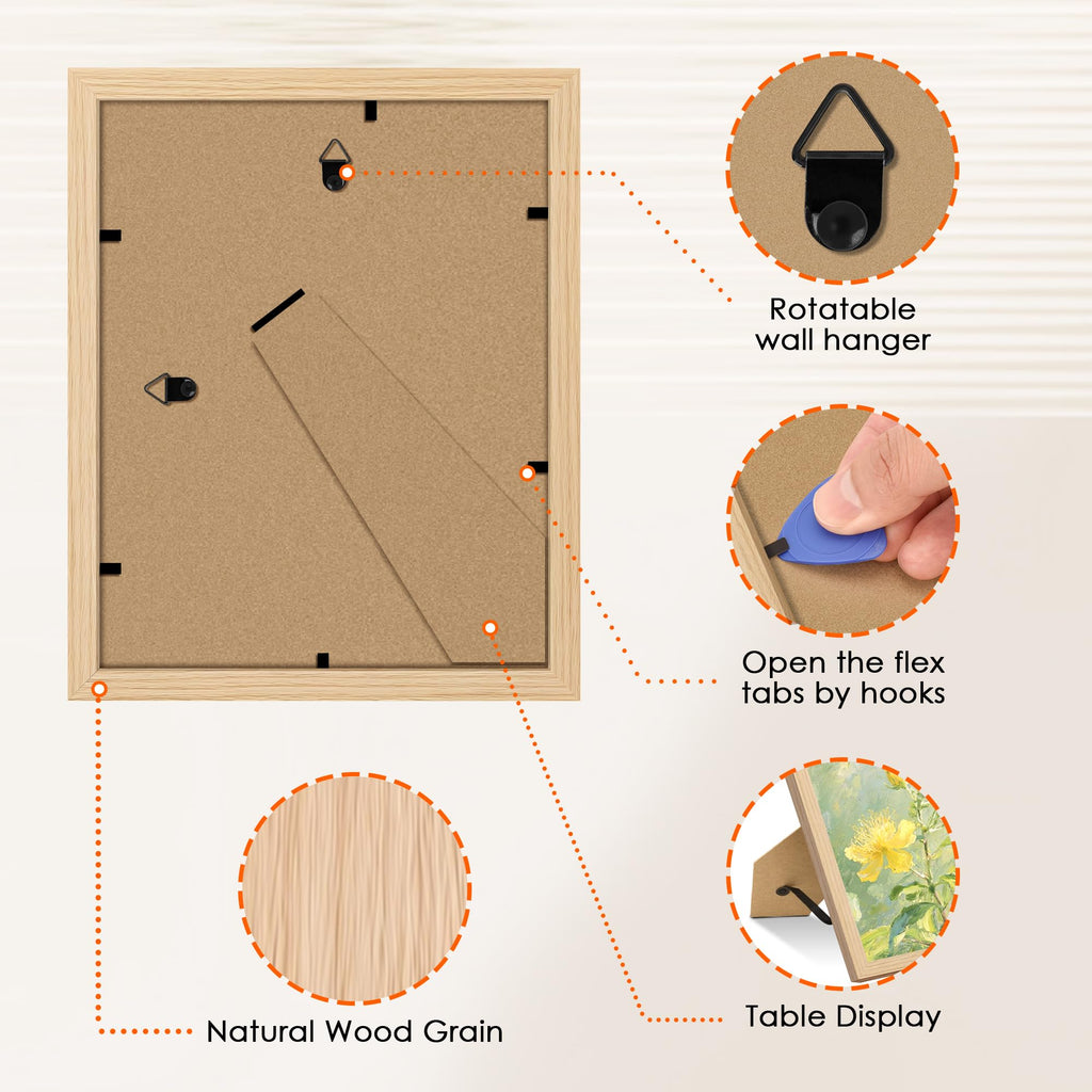 8x10 Picture Frame Bulk-6 Pack, Photo Frame with HD Plexiglass, Display Pictures 5x7 with Mat or 8x10 Without Mat