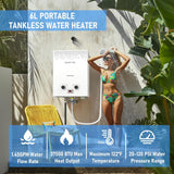 Tankless Water Heater, VANSTON Propane Water Heater Outdoor, 1.45GPM Portable Water Heaters