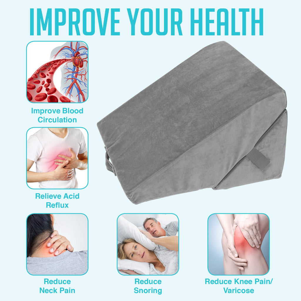 Adjustable 7-in-1 Comfort Bed Wedge Pillow for Snoring, Sleep Apnea, Heartburn & Acid Reflux
