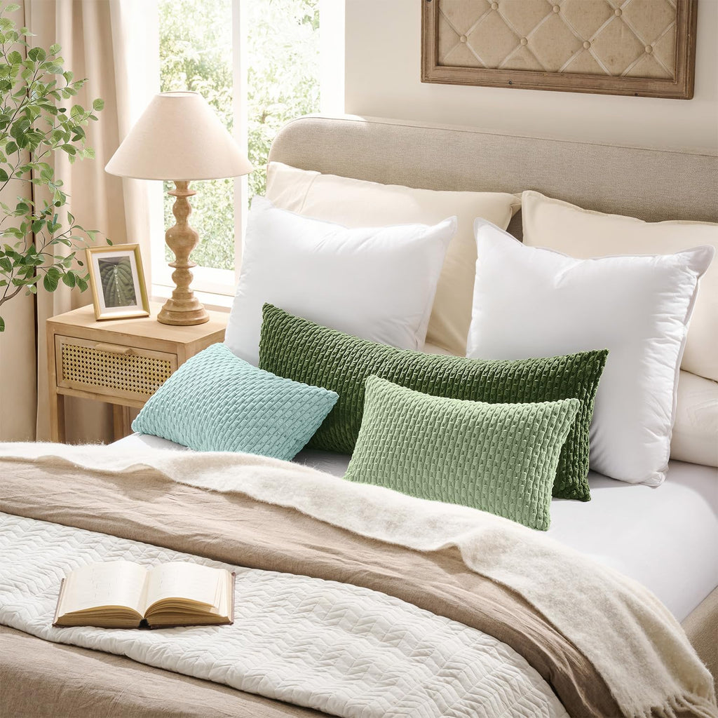 Soft Corduroy 28x28 Inch Pillow Covers 2 Pack, Sage Green
