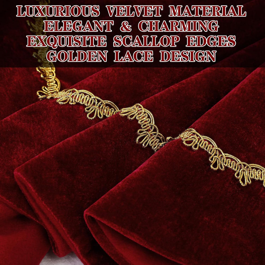Christmas Tree Skirt Velvet Scallop Edge,48 Inch,Red