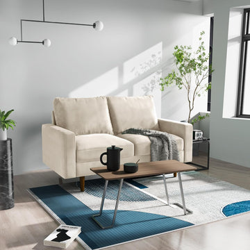 Modern Velvet Sofa Loveseat 58-inch, 2-Seater Compact Sofa , Ergonomic Support, Easy Assembly(Beige)