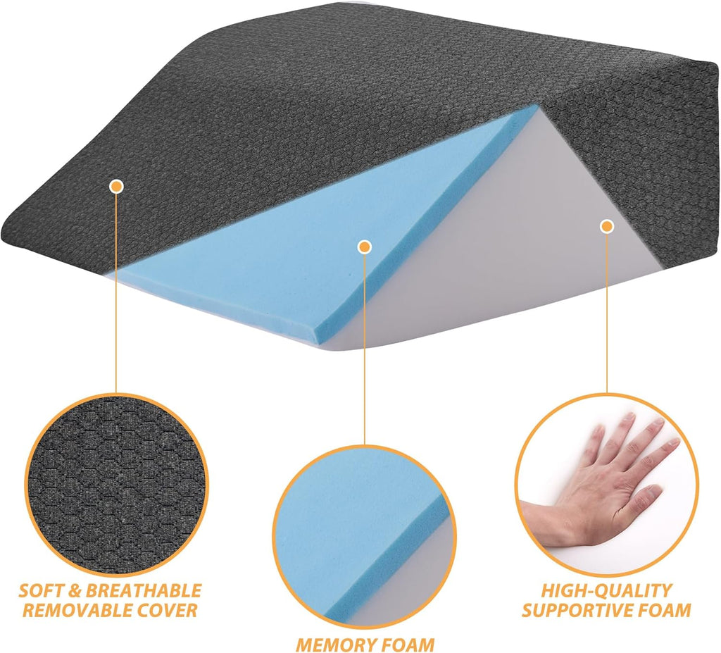 Leg Elevation Pillows, Leg Pillows for Sleeping, Cooling Gel Memory Foam Top, Wedge Pillow for Legs, Leg Wedges for