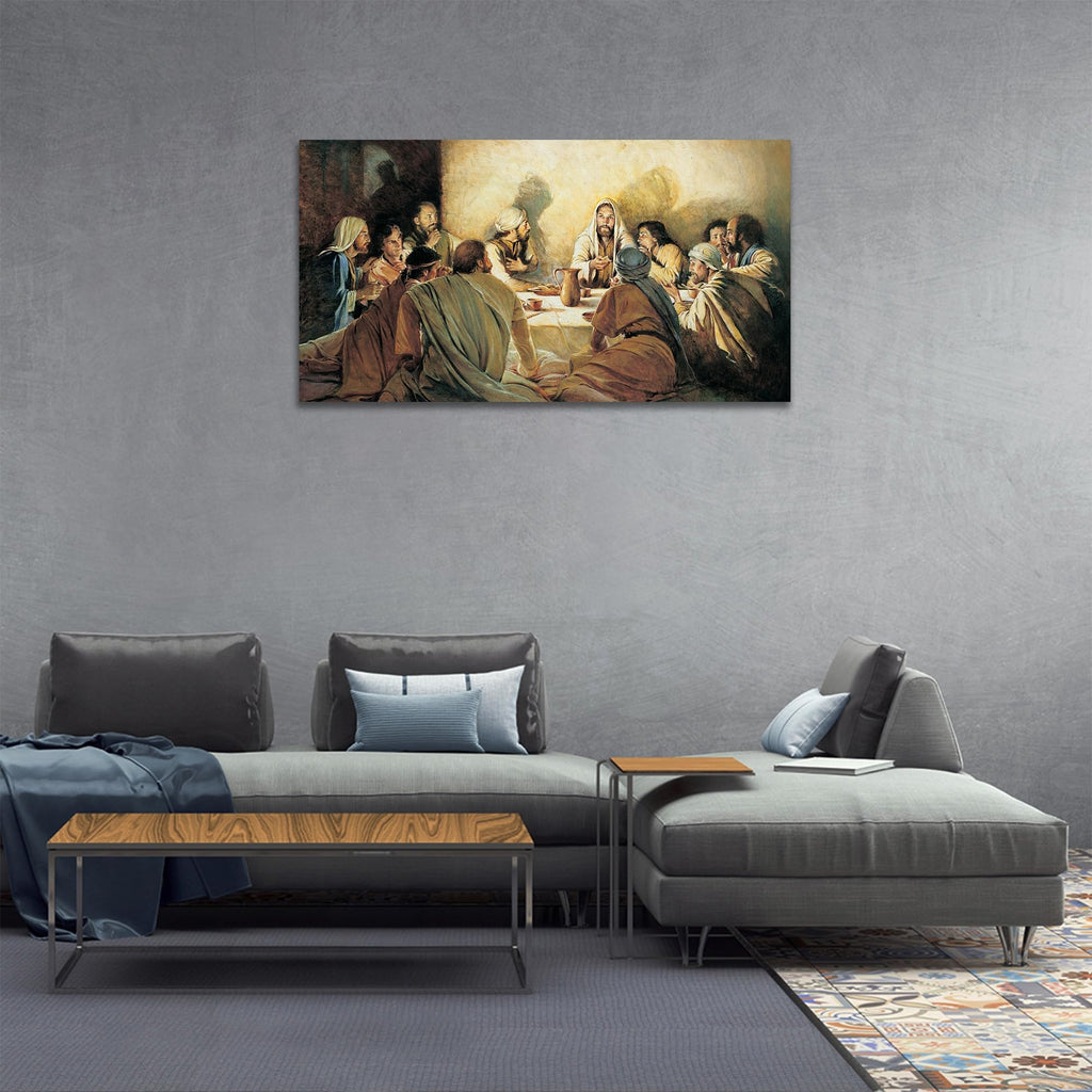 Large The Last Supper Wall Art - Christian Canvas Prints, Classic Religious Last Supper Painting Pictures, Vintage