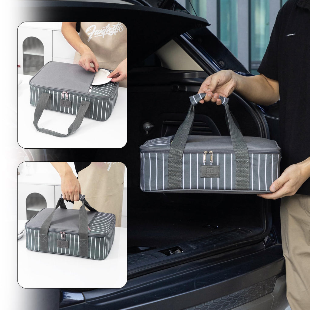 Casserole Carrier for Hot or Cold Food, Insulated Casserole Dish Carrier, Thermal Lasagna Lugger Tote for Potluck