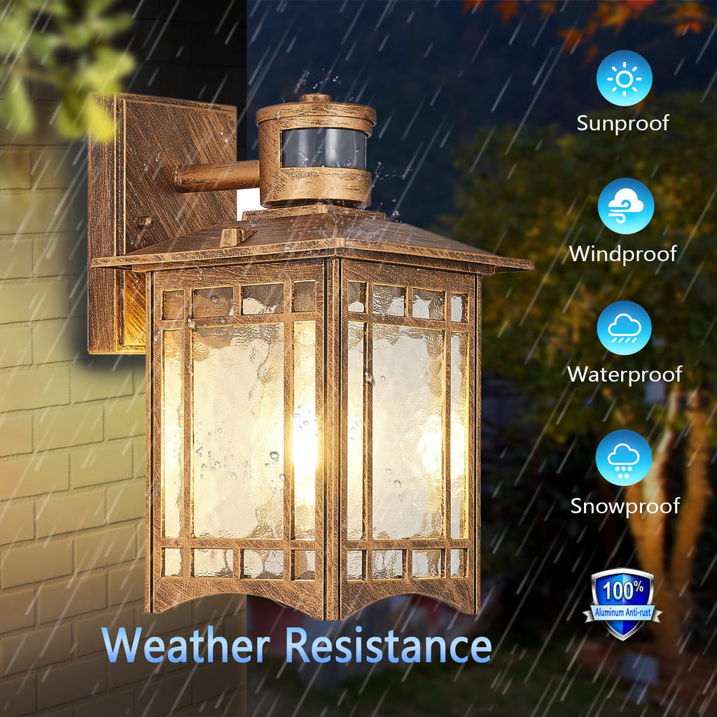 Brown Motion Sensor Outdoor Lights Wall Mount - Dusk to Dawn Exterior Light Fixture for Outside House Porch Patio