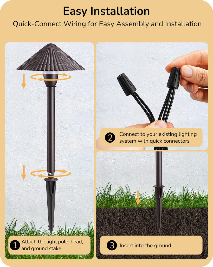 Low Voltage Landscape Lighting, LED 5CCT Pathway Lights 8 Pack