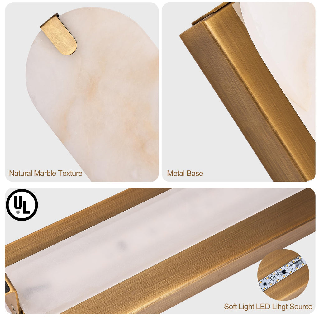 Alabaster Wall Sconces, 14.2 inch Wall Sconce, Natural Marble Wall Sconces Wall Lighting Set of Two, Dimmable Light
