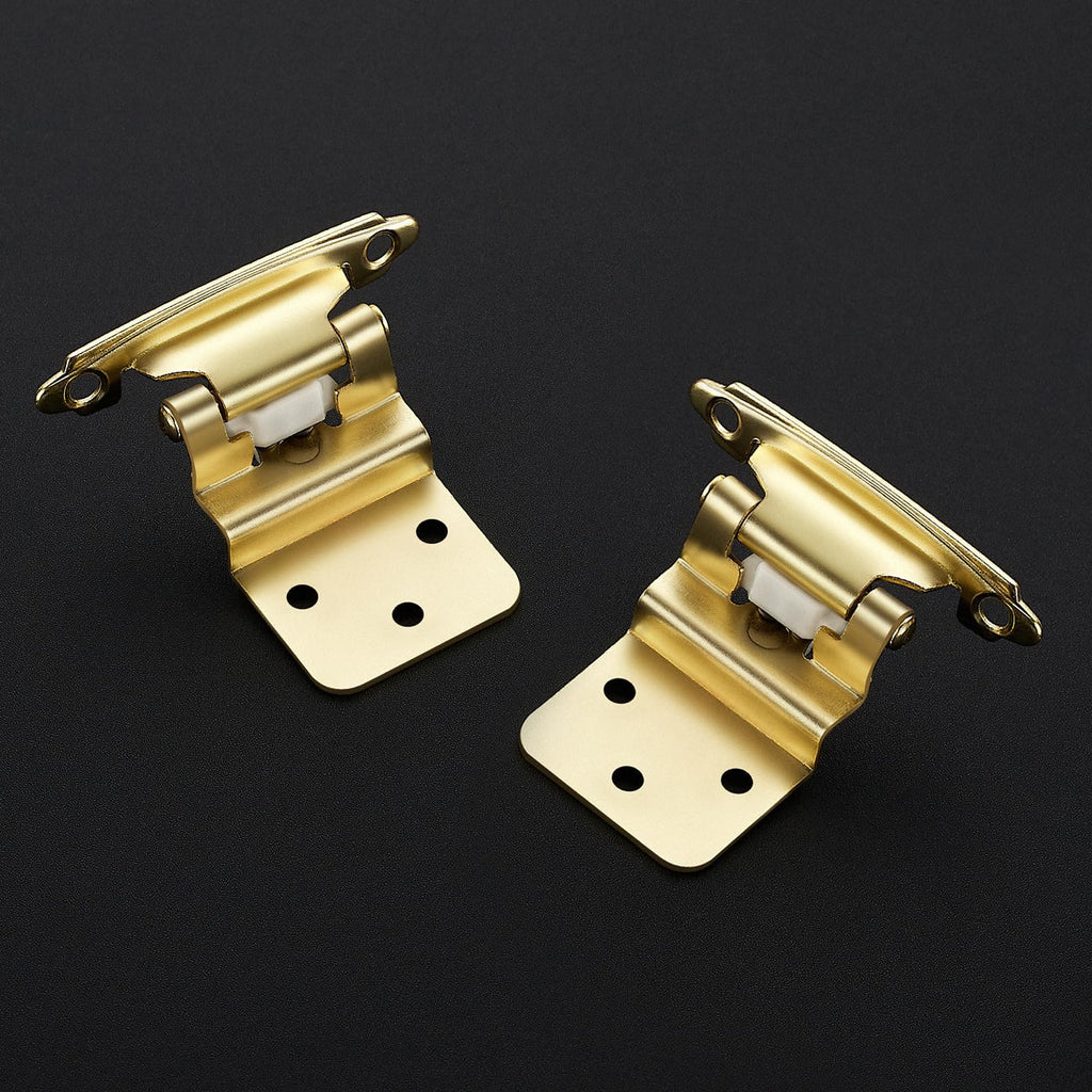 4 Pack 2 Pair Gold Cabinet Hinges, 3/8" Inset Semi-Concealed Hinges