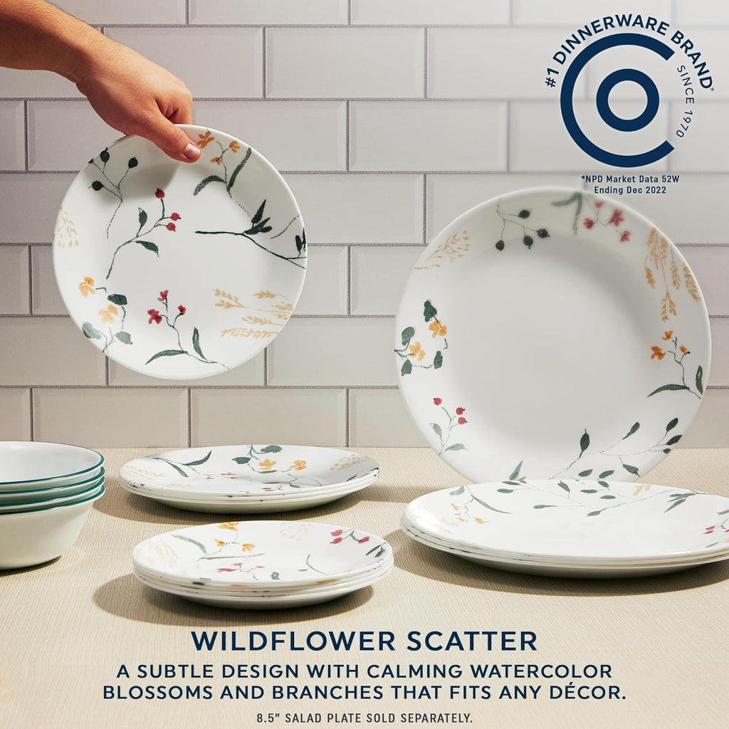 Vitrelle 18 Piece Glass Dinnerware Sets Service for 6, Triple Layer Chip & Crack Resistant Glass Plate and Bowl Sets