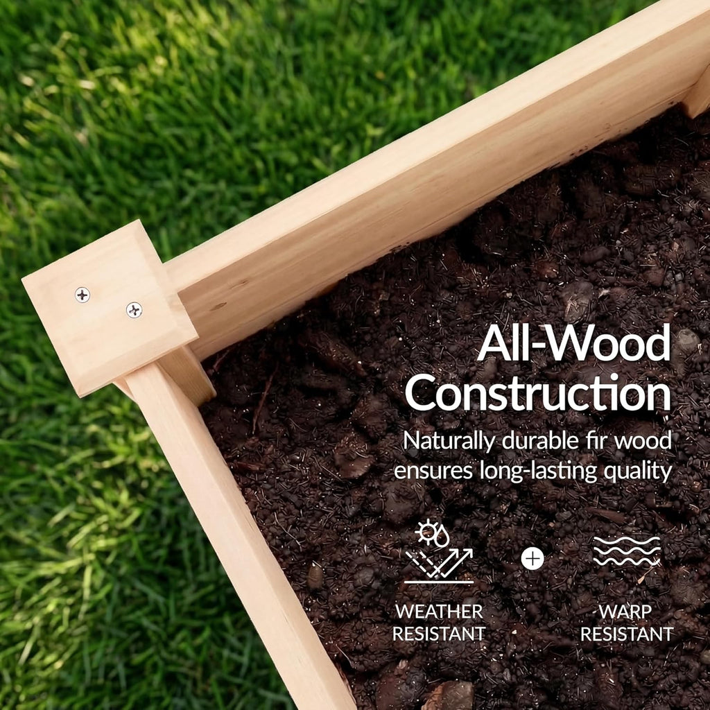 72x24x30in Raised Garden Bed, Elevated Wood Planter Box Stand for Backyard, Patio, Balcony w/Divider Panel, 6 Legs