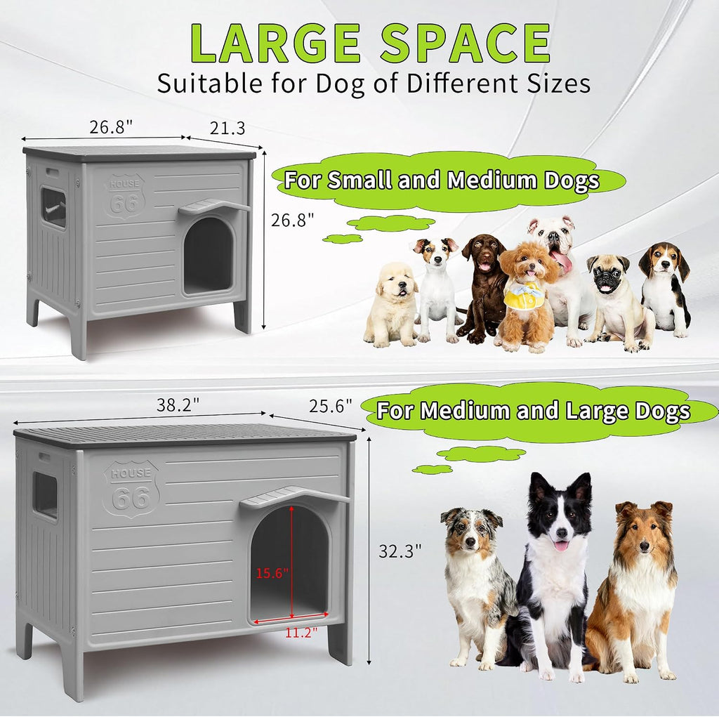 Dog House Outdoor Weatherpoof Plastic Large Dogs Houses Indoor