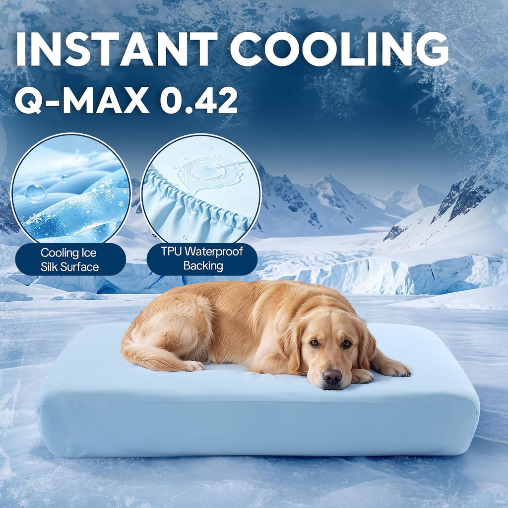 Cooling Dog Bed Cover, Q-MAX 0.42 Ice Silk Pet Bed Protector