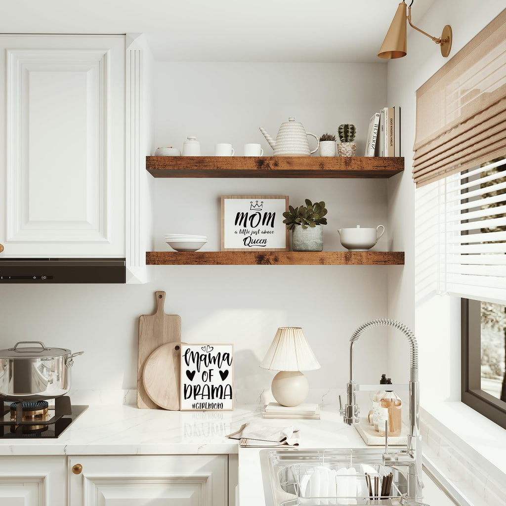 Single Floating Shelves 36x10" Set of 1, Rustic Brown
