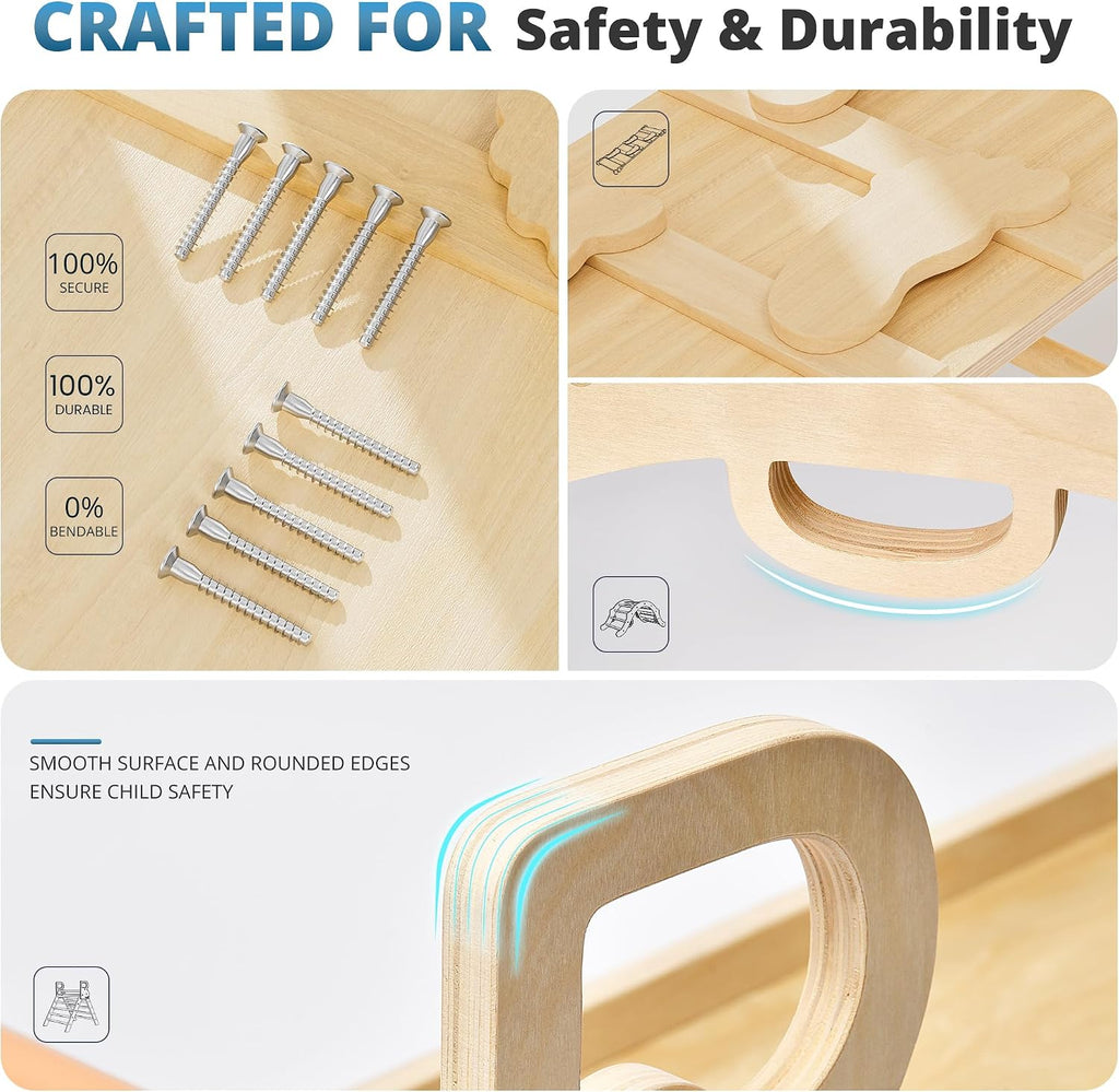 In-1 Triangle Set, Climbing Toys for Kids Natural Rustic