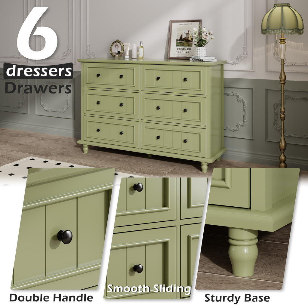 Green 7 Drawer, Vintage Chest of Drawers, 47.2'' Bedroom Cabinet